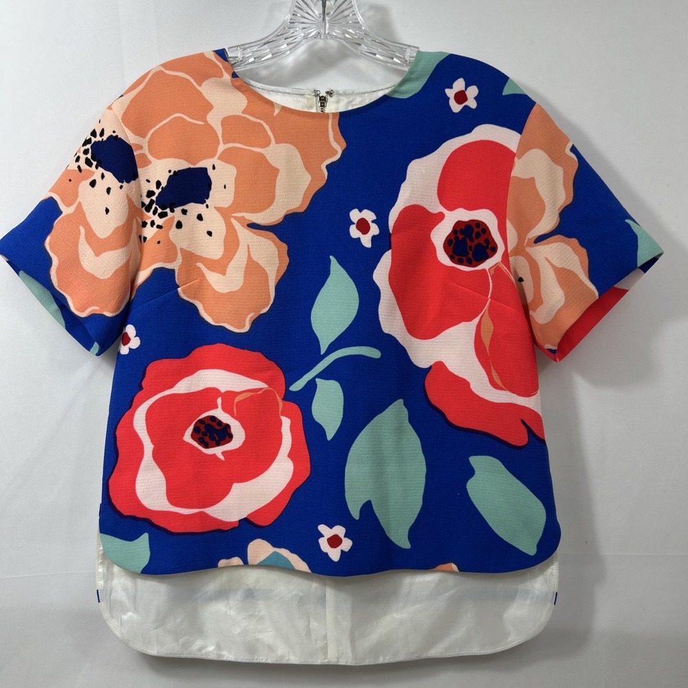 Kate Spade Ramona Top High Low Top Multicolor Floral Statement Print Small
